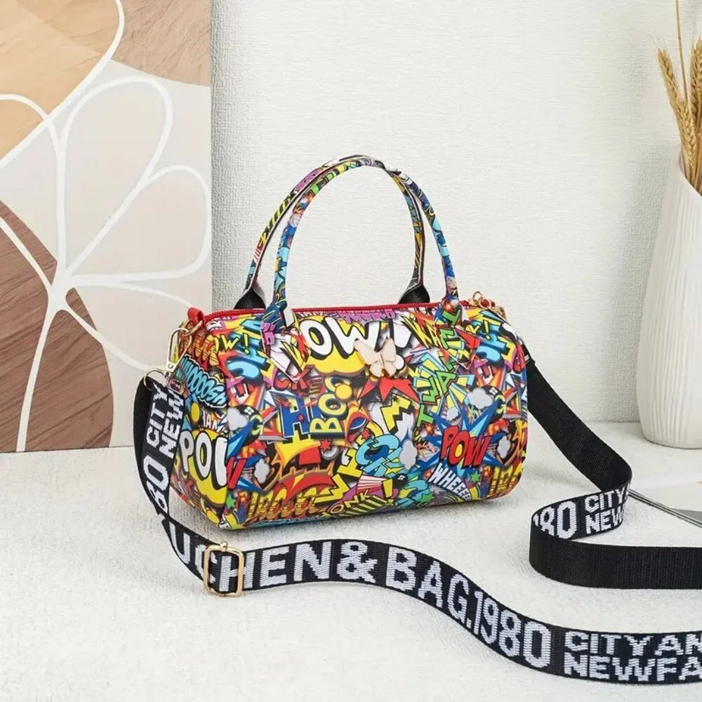 🔥Pop Art Comic Print Mini Crossbody Bag Streetwear Purse Handbag - Picture 5 of 6